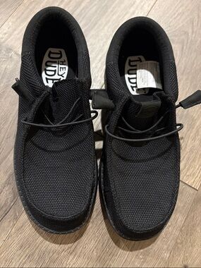 Hey Dude Men's All-Black Knit Slip-On Sneakers